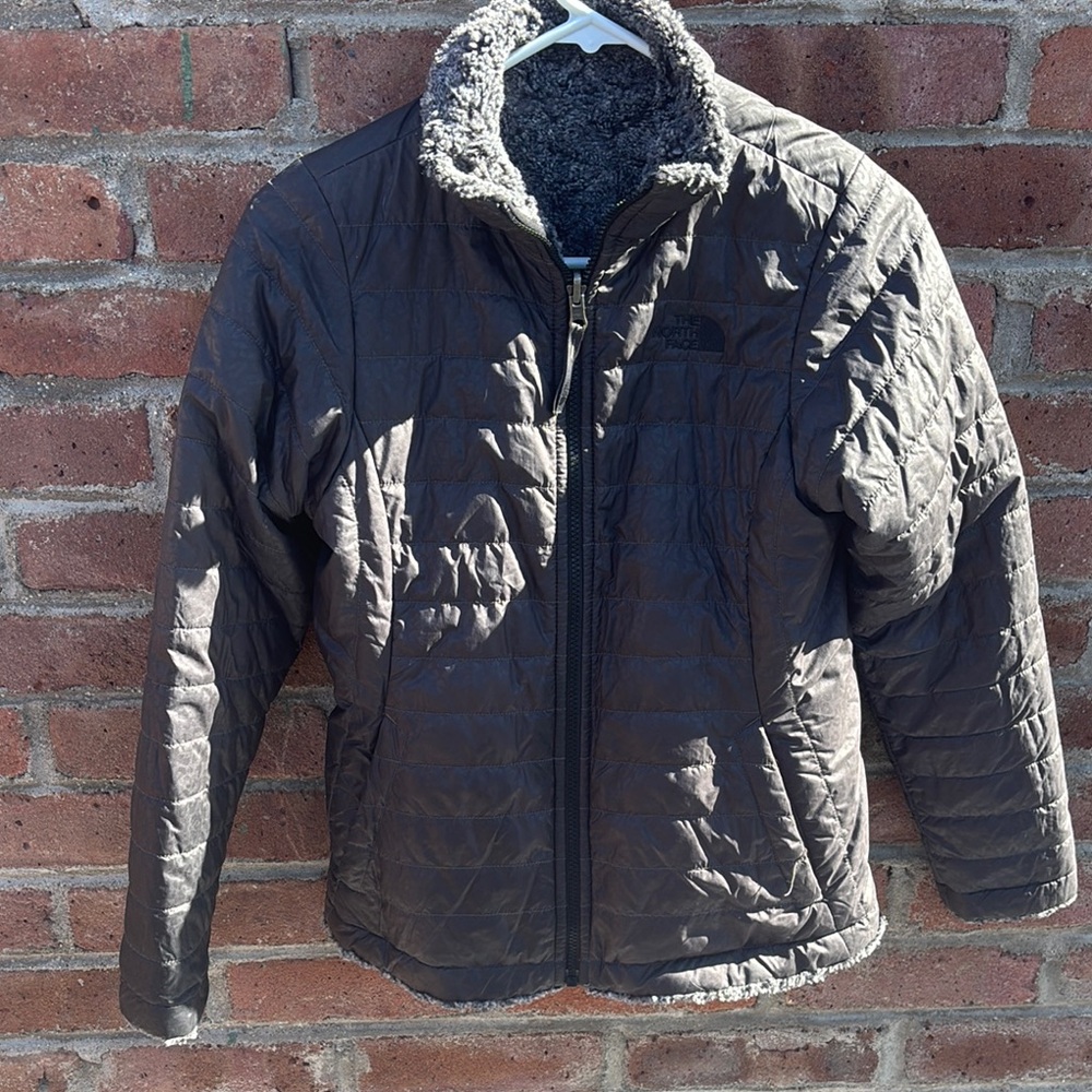 The North Face Black Quilted Jacket with leopard print